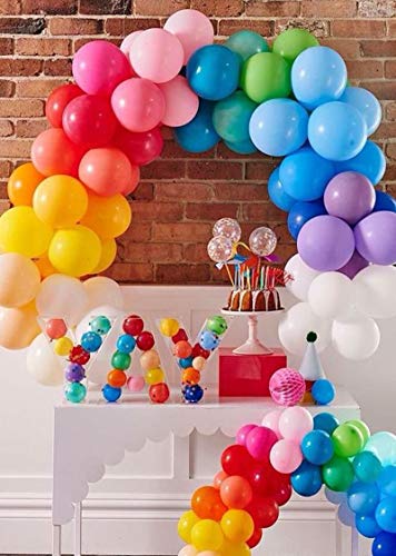 100Pcs Rainbow Party Balloon Garland & Arch Kit-100pcs Latex Balloons, 16 Feets Arch Balloon Decorating Strip for Baby Shower Birthday Wedding Party Backdrop