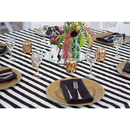 JInSEY 3 Pack Plastic Black White Stripe Tablecloths 54" x 108" Striped Table Cloth Cover Disposable Rectangle Tablecloth for Parties Holiday Party Picnic Decoration