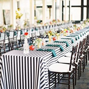 JInSEY 3 Pack Plastic Black White Stripe Tablecloths 54" x 108" Striped Table Cloth Cover Disposable Rectangle Tablecloth for Parties Holiday Party Picnic Decoration