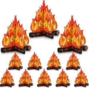 boao 12 set 3d decorative cardboard campfire centerpiece artificial fire fake flame paper party decorative flame torch (gold orange)