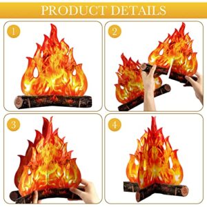 Boao 12 Set 3D Decorative Cardboard Campfire Centerpiece Artificial Fire Fake Flame Paper Party Decorative Flame Torch (Gold Orange)