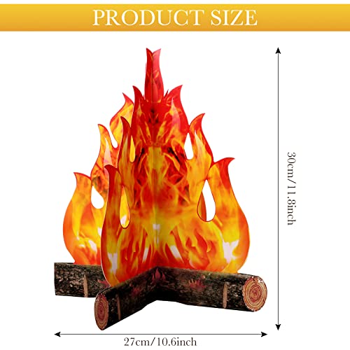 Boao 12 Set 3D Decorative Cardboard Campfire Centerpiece Artificial Fire Fake Flame Paper Party Decorative Flame Torch (Gold Orange)