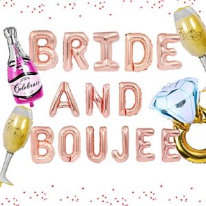 jevenis bride and boujee bachelorette party decor bach party decorations bride and boujee banner diamond ring champagne glass balloons champagne bottle balloon