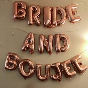 JeVenis Bride And Boujee Bachelorette Party Decor Bach Party Decorations Bride and Boujee Banner Diamond Ring Champagne Glass Balloons Champagne Bottle Balloon