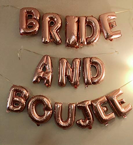 JeVenis Bride And Boujee Bachelorette Party Decor Bach Party Decorations Bride and Boujee Banner Diamond Ring Champagne Glass Balloons Champagne Bottle Balloon