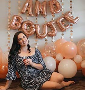 JeVenis Bride And Boujee Bachelorette Party Decor Bach Party Decorations Bride and Boujee Banner Diamond Ring Champagne Glass Balloons Champagne Bottle Balloon