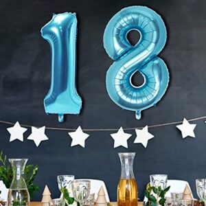 40 Inch Blue Large Numbers 0-9(Zero-Nine) Birthday Party and Anniversary Events Decorations Helium Foil Mylar Big Number Balloon Digit 8(Eight)