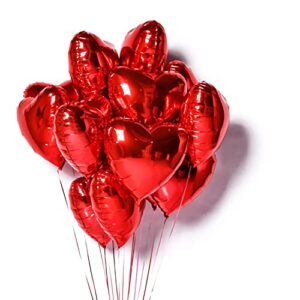 heart love foil balloon 18 inch, helium support valentines day wedding bridal engagement party anniversary decorations (10 pcs 18″)