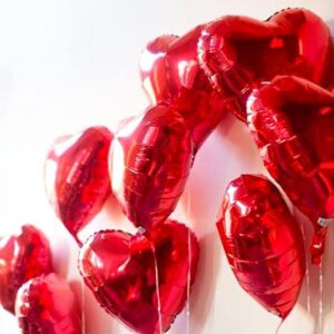 Heart Love Foil Balloon 18 inch, Helium Support Valentines Day Wedding Bridal Engagement Party Anniversary Decorations (10 pcs 18")