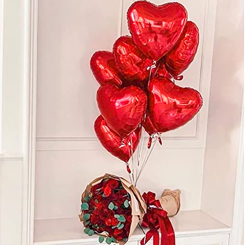 Heart Love Foil Balloon 18 inch, Helium Support Valentines Day Wedding Bridal Engagement Party Anniversary Decorations (10 pcs 18")
