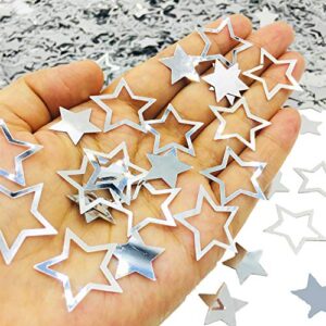 Star Metallic Foil Confetti Sprinkles for Wedding/Birthday/Festival Party Decorations 1.5OZ (silver, 24mm&18mm)