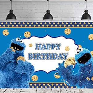 Cookie Monster Backdrop for Birthday Party Supplies 5x3ft Cartoon Banner for Street Party Decorations