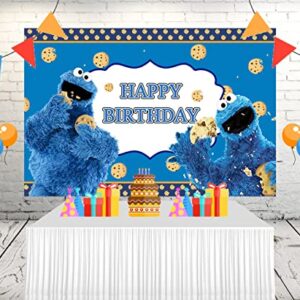 Cookie Monster Backdrop for Birthday Party Supplies 5x3ft Cartoon Banner for Street Party Decorations