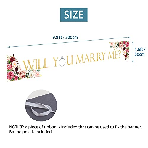 Will You Marry Me Banner Decorations, Bridal Shower Party Porch Sign Decorations Supplies, Large Wedding Engagement Party Photo Booth Backdrop (9.8x1.6ft)