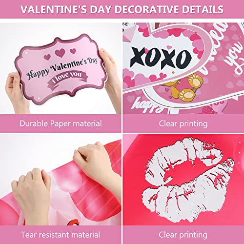 Valentines Day Decoration, Valentine's Day Door Cover & Heart Banner, Hanging Happy Valentine's Day Romantic Sign Banner for Front Door, Valentine Backdrops Banner for Special Night Party Decor Favor