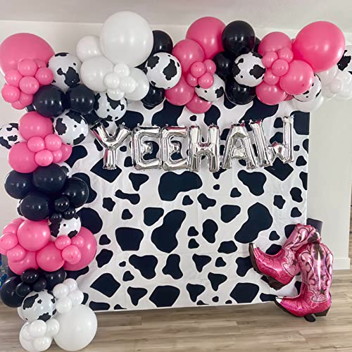 Western Cowgirl Balloon Garland Arch Kit, 148Pcs Rose Pink Silver Balloons with 4D Disco Balls Star Balloons for Disco Cowgirl Bachelorette Party Decorations Bridal Shower Final Rodeo Party Supplies