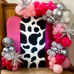 western cowgirl balloon garland arch kit, 148pcs rose pink silver balloons with 4d disco balls star balloons for disco cowgirl bachelorette party decorations bridal shower final rodeo party supplies
