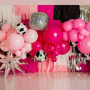 Western Cowgirl Balloon Garland Arch Kit, 148Pcs Rose Pink Silver Balloons with 4D Disco Balls Star Balloons for Disco Cowgirl Bachelorette Party Decorations Bridal Shower Final Rodeo Party Supplies