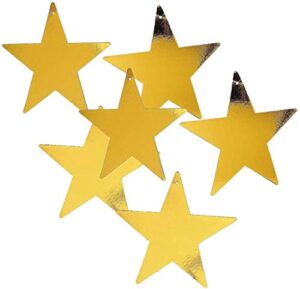 fun express gold star 12″ cutout – 1 dozen gold foil cardboard star cutouts