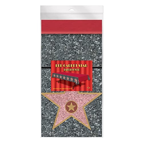 Beistle Carpet "Star" Tablecover, 54 by 108-Inch, Red