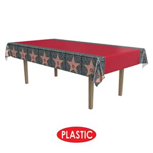 Beistle Carpet "Star" Tablecover, 54 by 108-Inch, Red