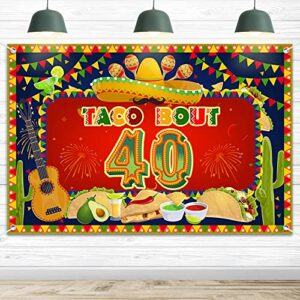 hamigar 6x4ft happy 40th birthday banner backdrop – taco bout 40 fiesta mexican cactus birthday decorations party supplies for men