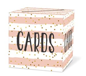white and pink card box – 8”*8”*8” gift or money box holder for wedding,baby or bridal shower,birthday, graduation,engagement, party favor, decorations, 1 set(hezi-a009)