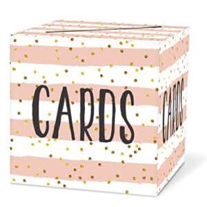 White and Pink Card Box – 8”*8”*8” Gift Or Money Box Holder for Wedding,Baby or Bridal Shower,Birthday, Graduation,Engagement, Party Favor, Decorations, 1 Set(hezi-A009)