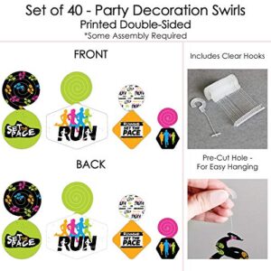 Big Dot of Happiness Set the Pace - Running - Track, Cross Country or Marathon Party Hanging Decor - Party Decoration Swirls - Set of 40