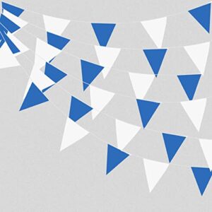 zsnice 40 meters 131 feet blue and white fabric pennant banner,outdoor garden flag buntings,festive party decorations for boy birthday decoration baby shower wedding