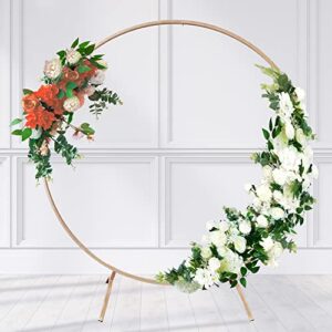 prolee 7.2ft golden metal arch with upgraded self standing base, metal balloon arch extra thick tube for extra sturdy, balloon holder for birthday party, wedding decoration