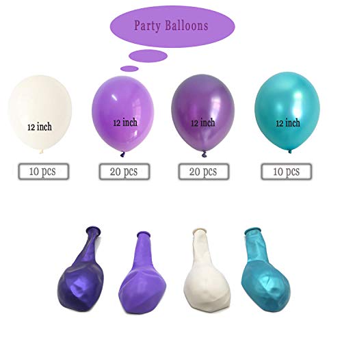 Metallic Purple and Teal Balloons - Lavender White Balloons for Women Birthday Wedding Bridal Shower Anniversary Valentine?s Day Graduation Party Decorations 60packs 12Inch(Purple Teal)