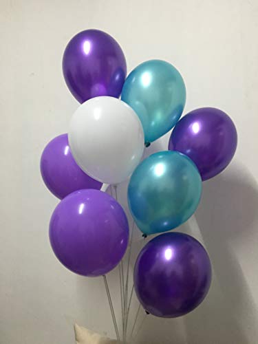 Metallic Purple and Teal Balloons - Lavender White Balloons for Women Birthday Wedding Bridal Shower Anniversary Valentine?s Day Graduation Party Decorations 60packs 12Inch(Purple Teal)