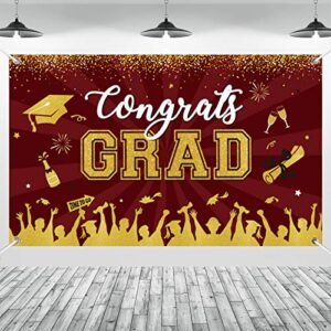 maroon graduation banner 2023 congrats grad for graduation party decoration supplieslarge graduation fabric backdrop for high school college 71 x 43”