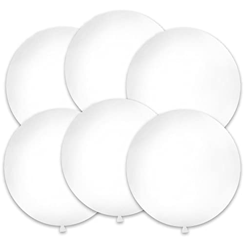 36 Inch Giant Balloons White Balloons(Premium Helium Quality), 6 Pack 36'' Large Latex Balloons for Photo Shoot/Birthday/Wedding Party/Festivals/Event Decorations …