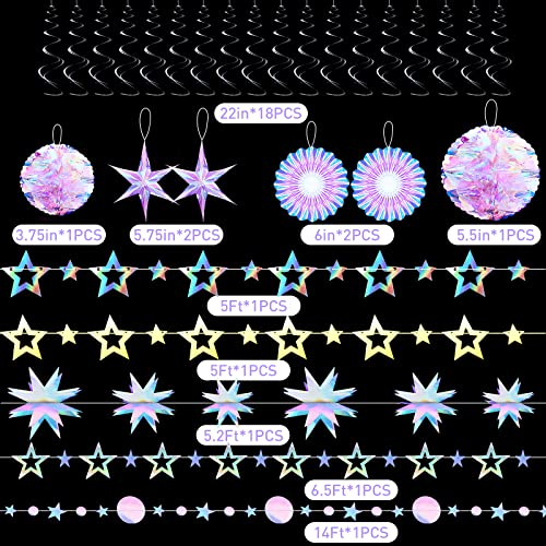 29PCS Iridescent Party Decoration Kit, 3D Galaxy Holographic Euphoria Theme Party Euphoria Party Decorations for Birthday Party Theme Party Baby Shower Wedding Celebration