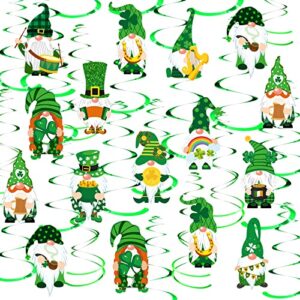 24 pieces st patricks day decorations st patricks day hanging decorations irish shamrocks clovers gnomes foil hanging swirls ceiling decor for st. patrick’s day holiday party home decoration supplies