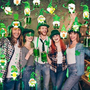 24 Pieces St Patricks Day Decorations St Patricks Day Hanging Decorations Irish Shamrocks Clovers Gnomes Foil Hanging Swirls Ceiling Decor for St. Patrick's Day Holiday Party Home Decoration Supplies