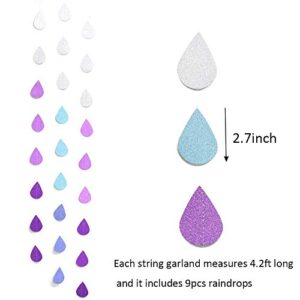 Lauthen.S Raindrop Garland, 38ft Glitter Paper Garland for Baby Shower Birthday Wedding Backdrop Party Hanging Decoration Nursery Home Ornaments Pink