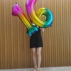 40 Inch Giant Rainbow Numbers 7 Balloons Colorful Party Birthday Decorations Foil Helium Digital Balloon 0 to 9 Gradient