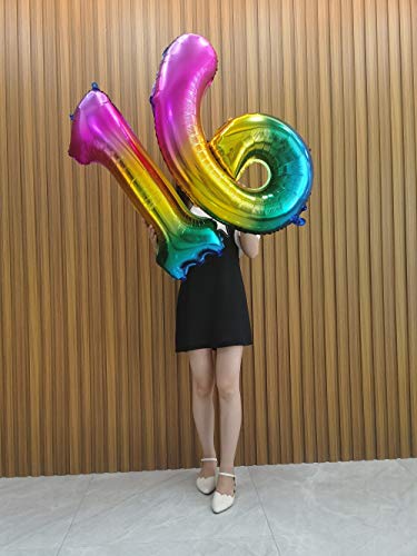 40 Inch Giant Rainbow Numbers 7 Balloons Colorful Party Birthday Decorations Foil Helium Digital Balloon 0 to 9 Gradient