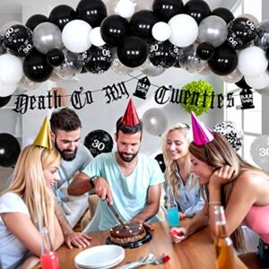 Death to My Twenties 30th Birthday Decorations Black - Rip to My 20s Birthday Sash, Gothic Letter Banner, Balloons, Funeral for My Youth 30th Birthday Decorations Funny