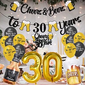 GZDUCK Cheers and Beers to 30 Years Decorations - Cheers to 30 Years Birthday Decorations for Men Women Him Thirty Birthday Decorations for 30th Birthday Wedding Party Supplies