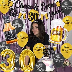 GZDUCK Cheers and Beers to 30 Years Decorations - Cheers to 30 Years Birthday Decorations for Men Women Him Thirty Birthday Decorations for 30th Birthday Wedding Party Supplies