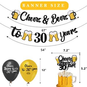 GZDUCK Cheers and Beers to 30 Years Decorations - Cheers to 30 Years Birthday Decorations for Men Women Him Thirty Birthday Decorations for 30th Birthday Wedding Party Supplies