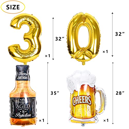 GZDUCK Cheers and Beers to 30 Years Decorations - Cheers to 30 Years Birthday Decorations for Men Women Him Thirty Birthday Decorations for 30th Birthday Wedding Party Supplies