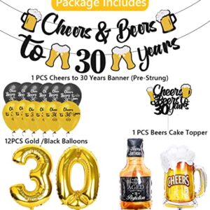 GZDUCK Cheers and Beers to 30 Years Decorations - Cheers to 30 Years Birthday Decorations for Men Women Him Thirty Birthday Decorations for 30th Birthday Wedding Party Supplies