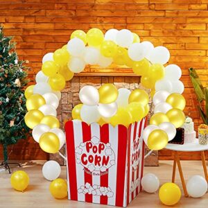 Giant Popcorn Box with Balloons and Balloons Pump Large Cardboard Popcorn Display Stand Popcorn Prop Decorations for Movie Night, Carnivals, Theme Party, Circus, Theater (50 Pcs)