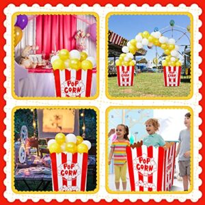 Giant Popcorn Box with Balloons and Balloons Pump Large Cardboard Popcorn Display Stand Popcorn Prop Decorations for Movie Night, Carnivals, Theme Party, Circus, Theater (50 Pcs)