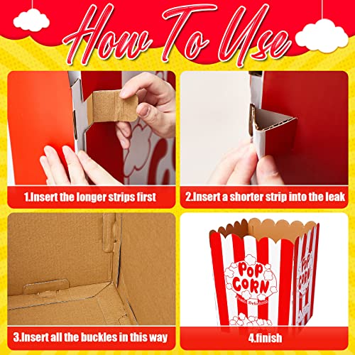 Giant Popcorn Box with Balloons and Balloons Pump Large Cardboard Popcorn Display Stand Popcorn Prop Decorations for Movie Night, Carnivals, Theme Party, Circus, Theater (50 Pcs)